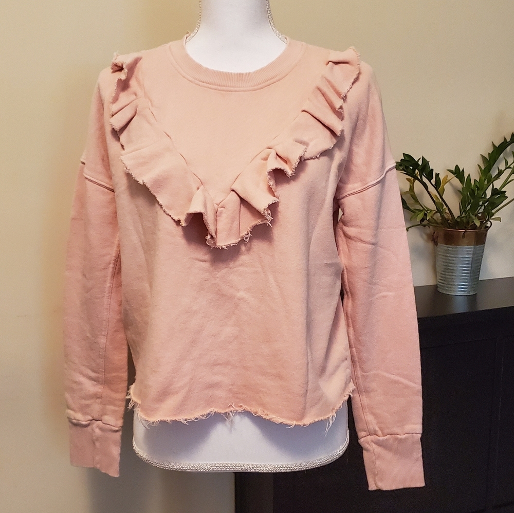 Free People raw hem ruffle sweatshirt